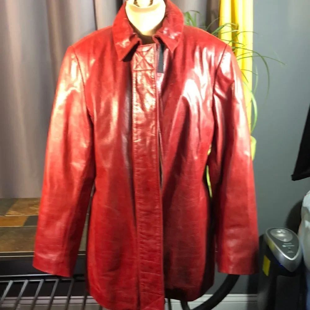 Women's Soft LeatherJacket AnAum Collections by A-1 Global Full Zip size XXL Red